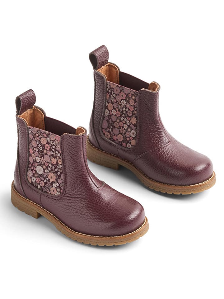 Leder-Chelsea-Boots in Lila