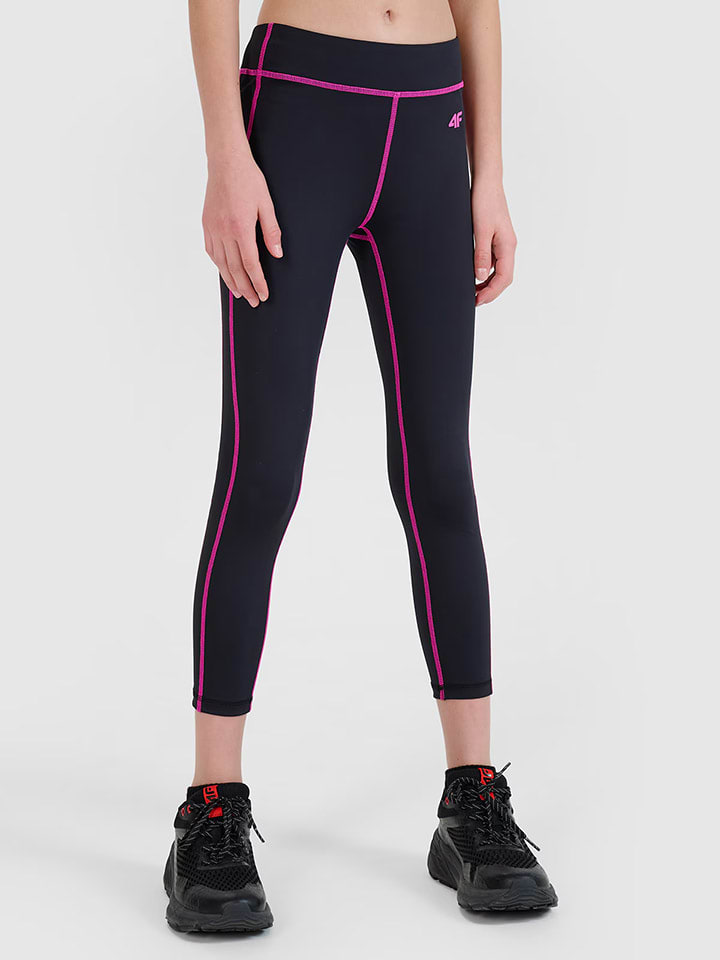 Trainingsleggings in Schwarz/ Pink