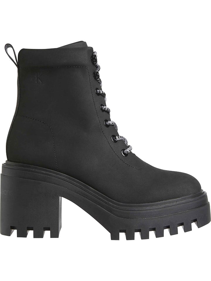 Leder-Stiefeletten in Schwarz