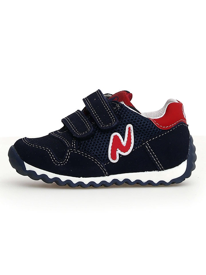 Leren sneakers "Sammy 2" zwart/donkerblauw/rood