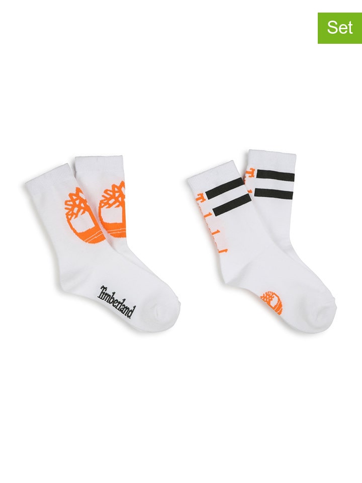 2er-Set: Socken in Weiß/ Orange