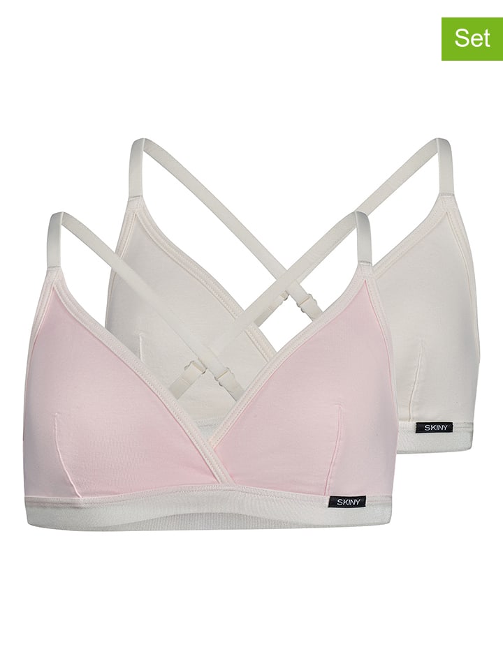 2-delige set: bustiers wit/lichtroze