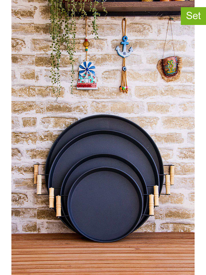 4er-Set: Tabletts in Schwarz