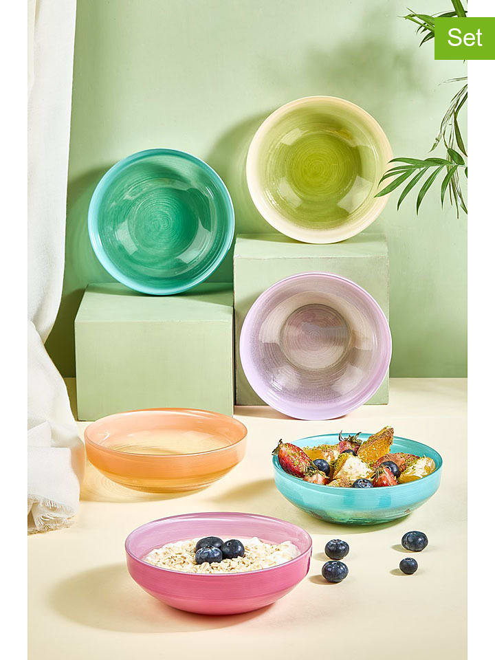 6-delige set: kommen meerkleurig - Ø 15 cm