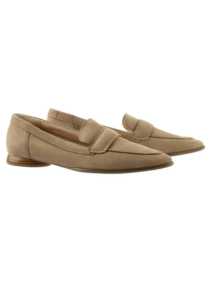 Leder-Mokassins in Beige