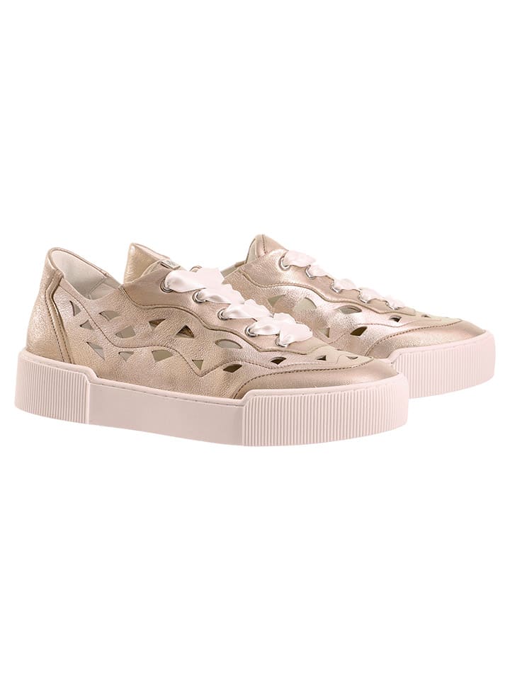 Leder-Sneakers in Gold