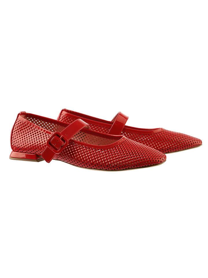 Leder-Ballerinas in Rot