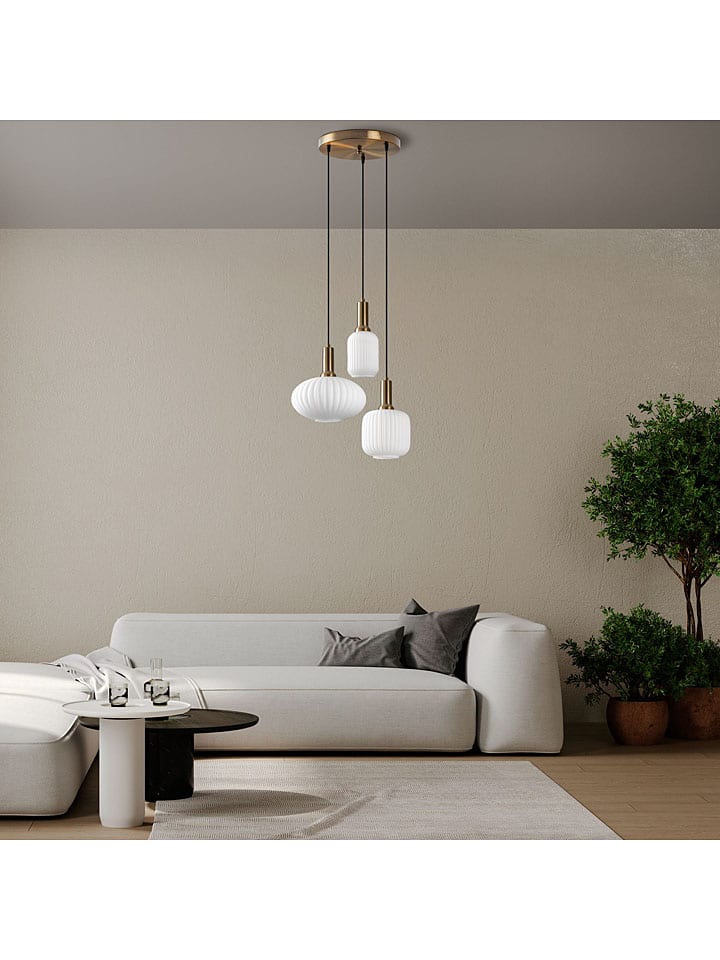 Hanglamp goudkleurig/wit - (B)55 x (H)130 cm