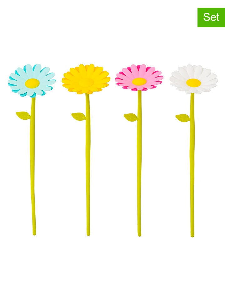 4er-Set: Trinkhalme "Flower" in Bunt - (H)29 cm
