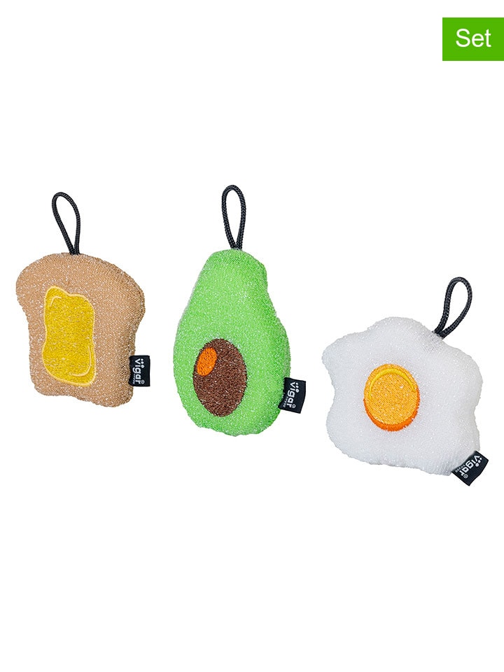 Gąbki (3 szt.) "Breakfast" ze wzorem - 9,5 x 11,5 cm