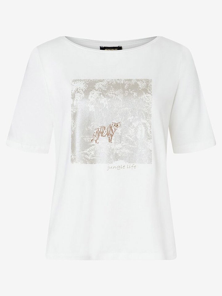 Shirt in Weiß/ Silber