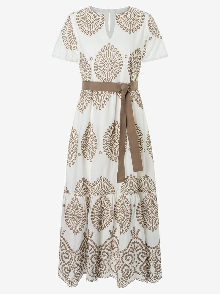 Kleid in Weiß/ Beige