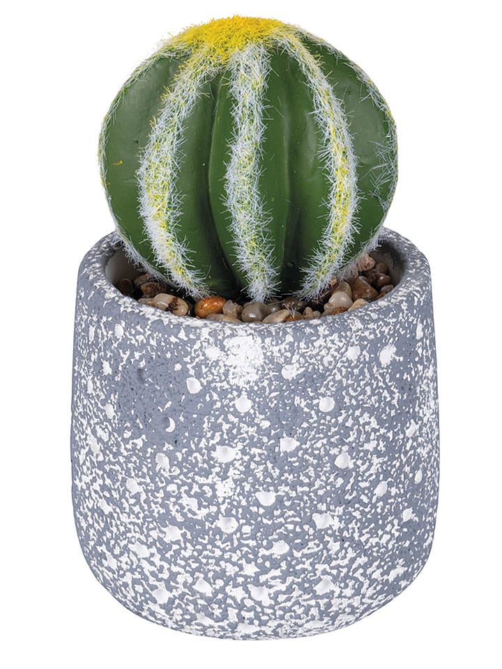 Sztuczny kwiat "Cactus" w kolorze zielono-szarym - 15 cm