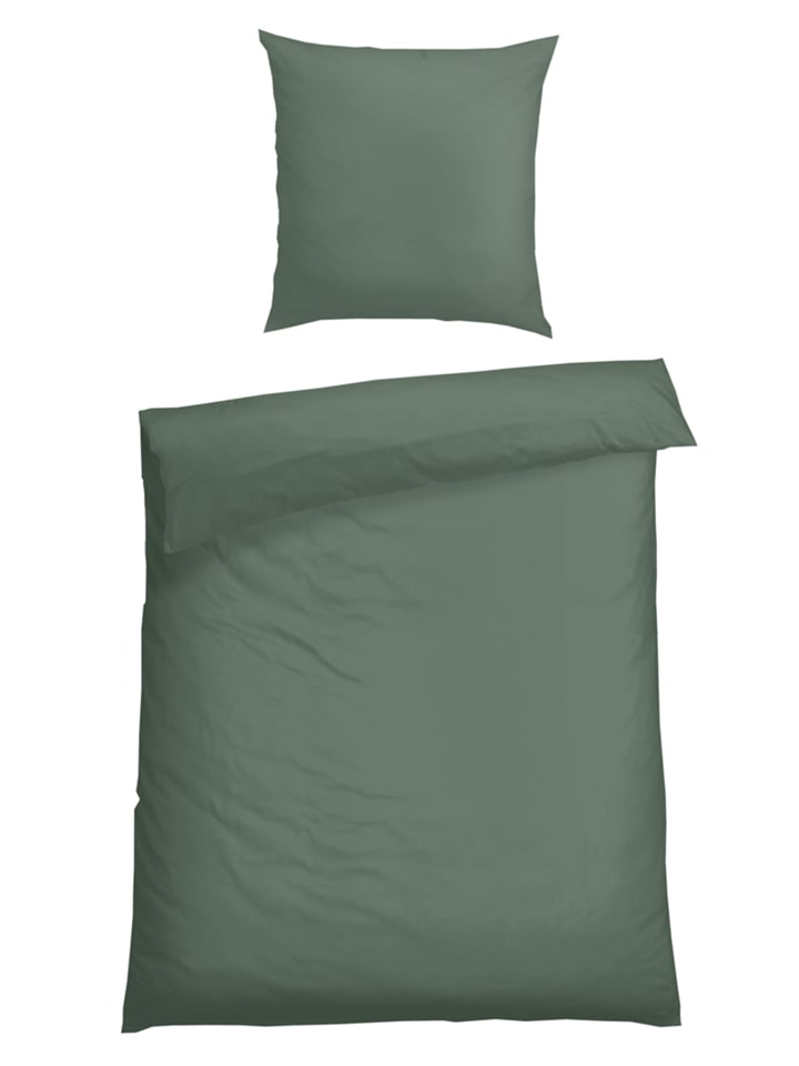 Satin-Bettwäsche-Set "Ella" in Dunkelgrün