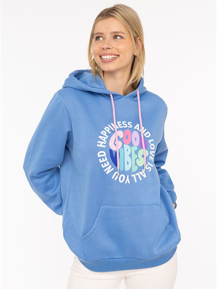 Hoodie "Happiness and Love" blauw