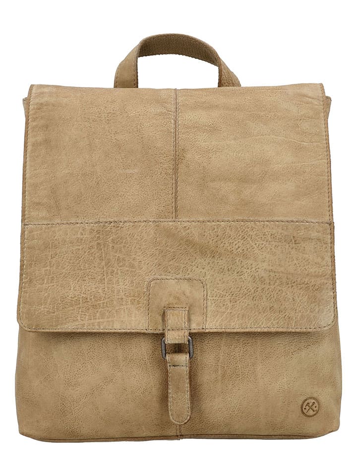 Leren rugzak beige - (B)29 cm x (H)34 cm x (D)8 cm