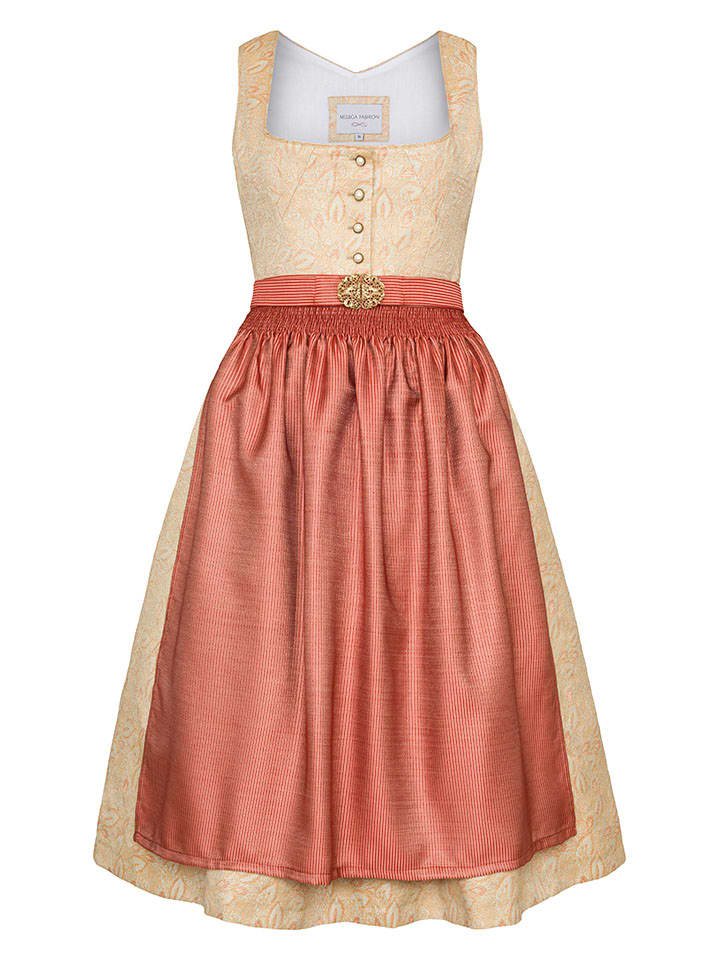 Dirndl ''Cariba'' in Creme/ Rot