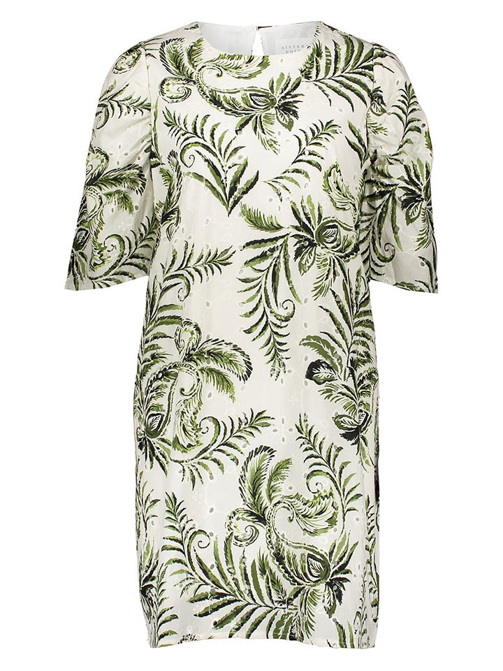 Kleid in Creme/ Grün