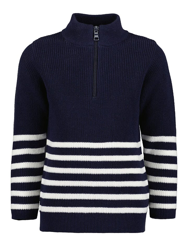 Pullover in Dunkelblau/ Weiß