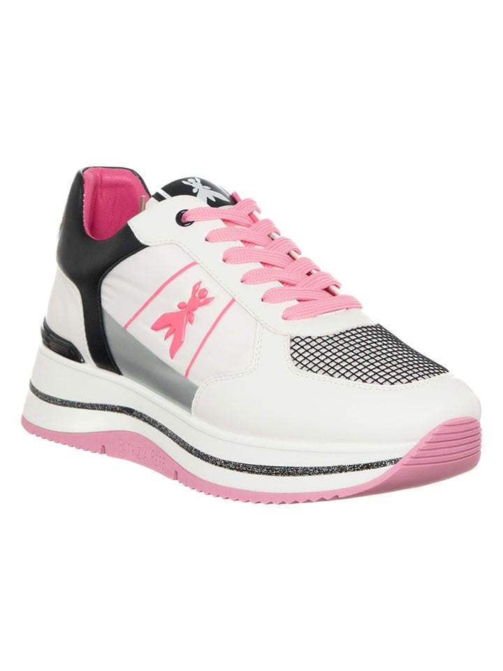 Skórzane sneakersy w kolorze biało-różowym