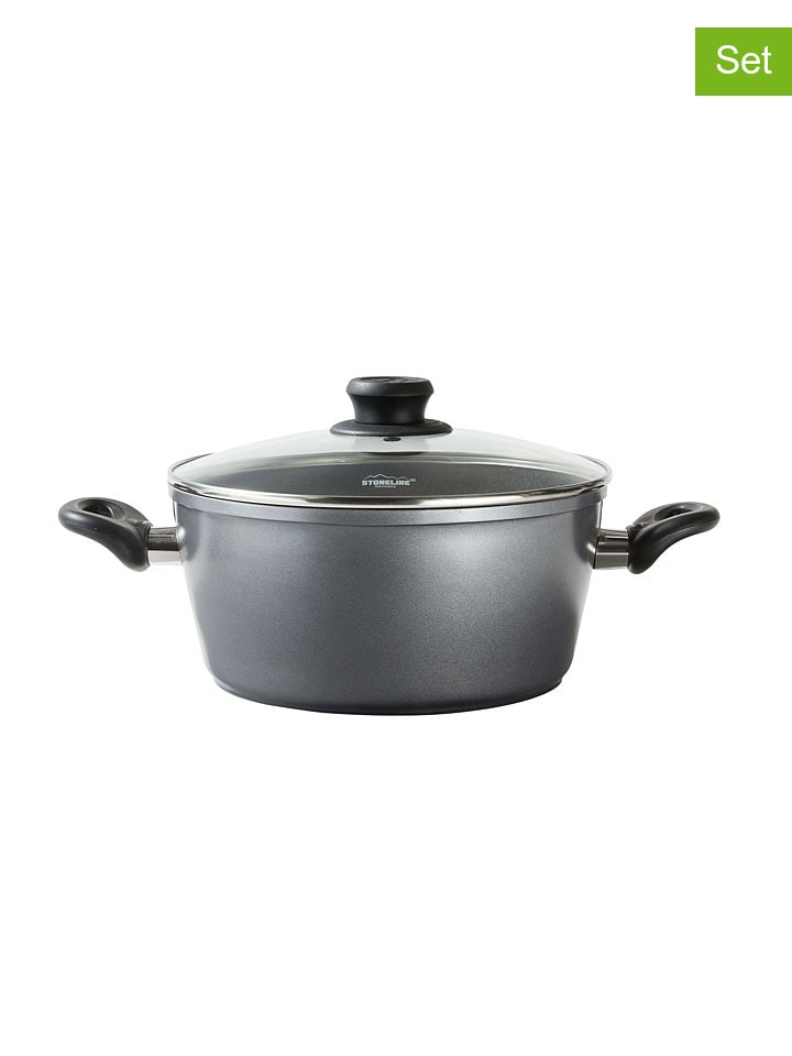2tlg. Set: Kochtopf in Grau - 6,9 l