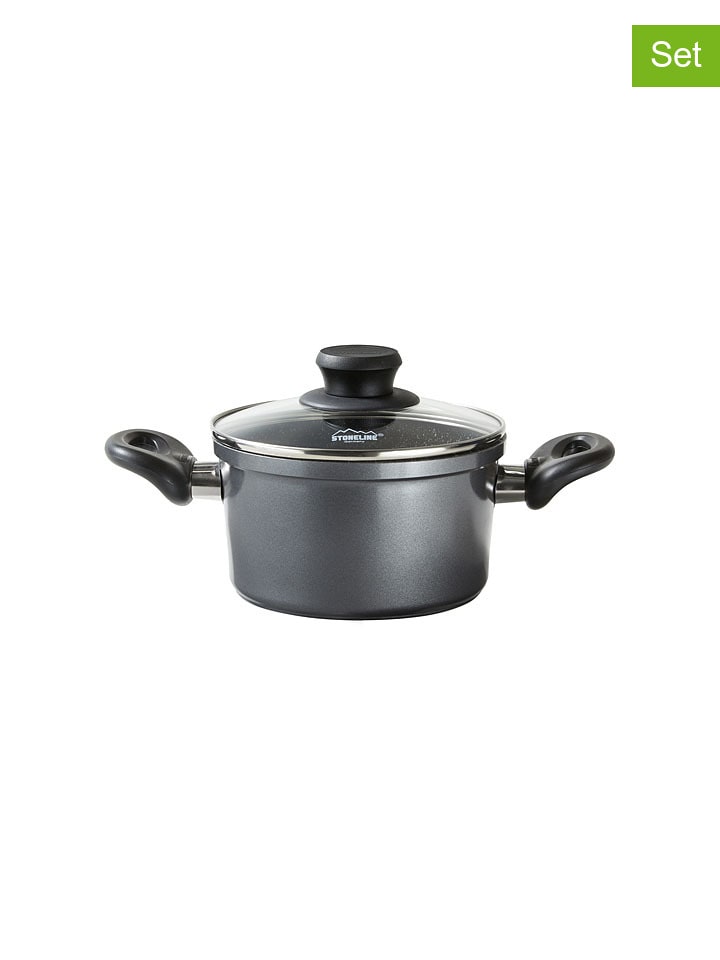 2tlg. Set: Kochtopf in Grau - 1,5 l