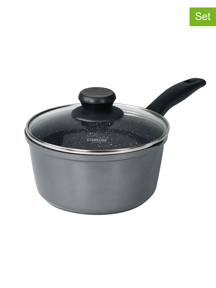 2tlg. Set: Stielkasserolle in Grau - 1,8 l