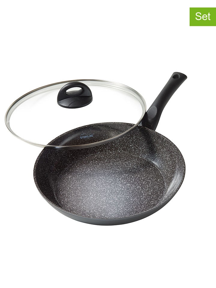 2tlg. Set: Servierpfanne ''Ceramic'' in Grau - Ø 28 cm