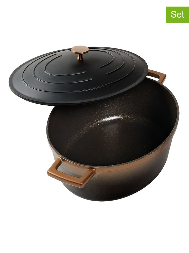 2tlg. Set: Bräter ''Gourmet'' in Schwarz - 6,6 l