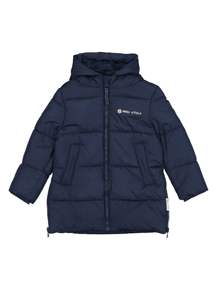 Doorgestikte mantel donkerblauw