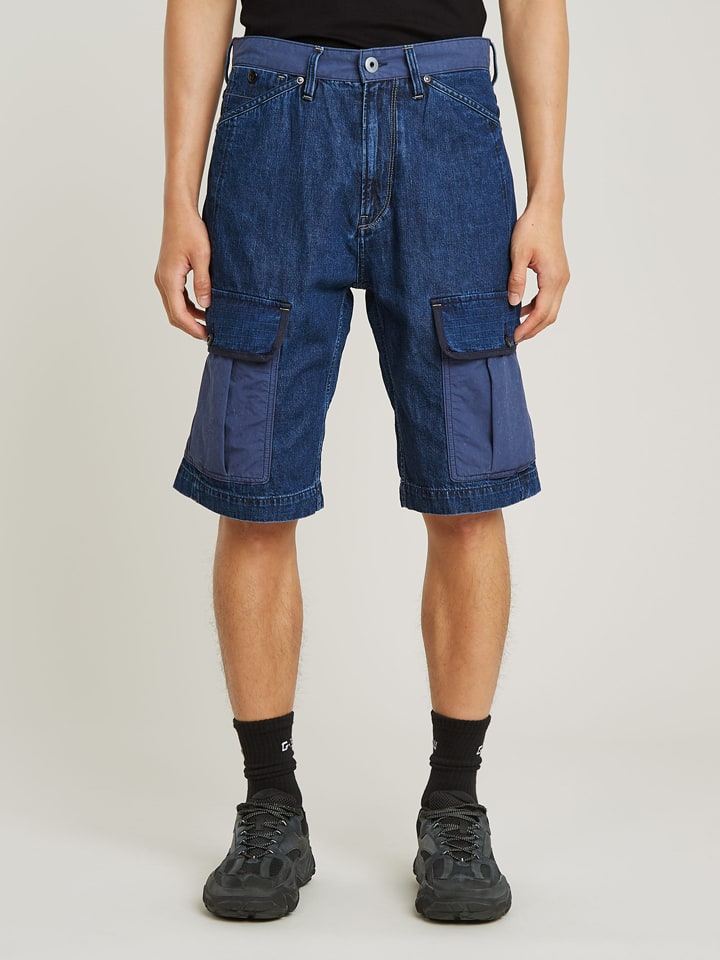 Jeans-Cargoshorts in Dunkelblau