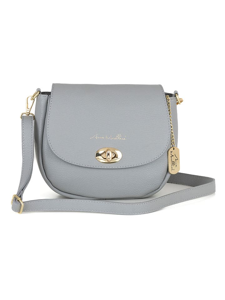 Leder-Umhängetasche "Iseppa" in Grau - (B)24 x (H)21 x (T)9 cm