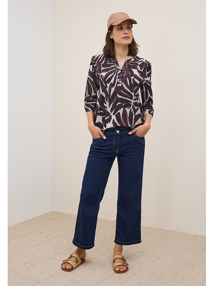 Bluse in Aubergine/ Creme