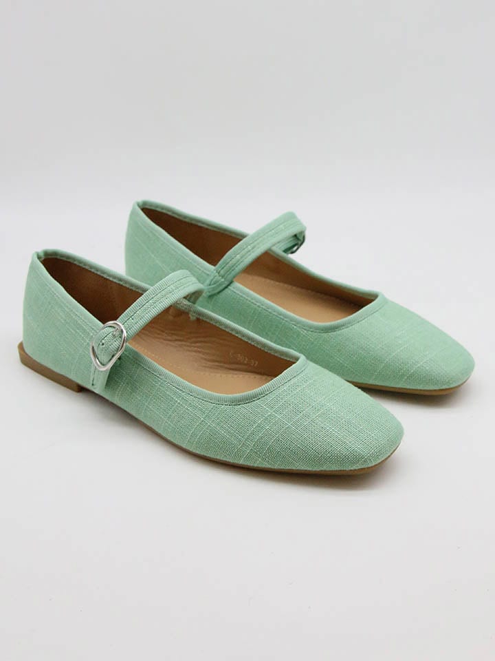 Spangenballerinas in Grün