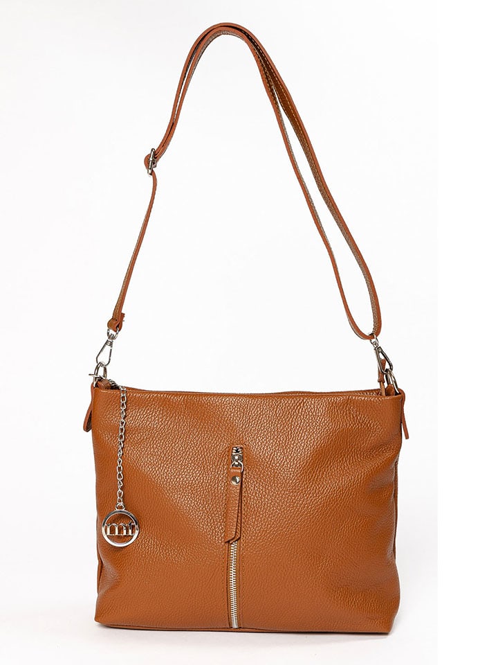 Leder-Umhängetasche "Alerami" in Hellbraun - (L)30 x (B)10 x (H)24 cm