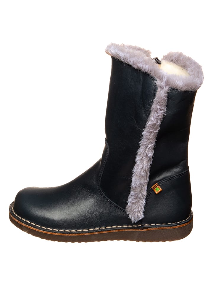 Leren winterlaarzen donkerblauw