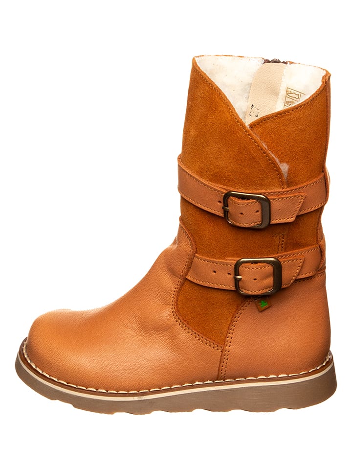 Leder-Winterstiefel in Hellbraun