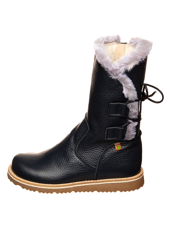 Leder-Winterstiefel in Dunkelblau