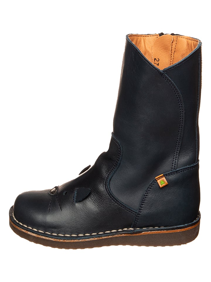 Leder-Stiefel in Dunkelblau