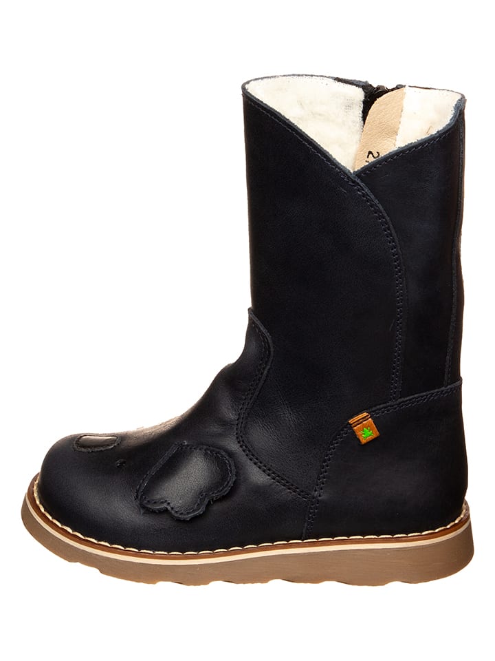 Leder-Winterstiefel in Dunkelblau
