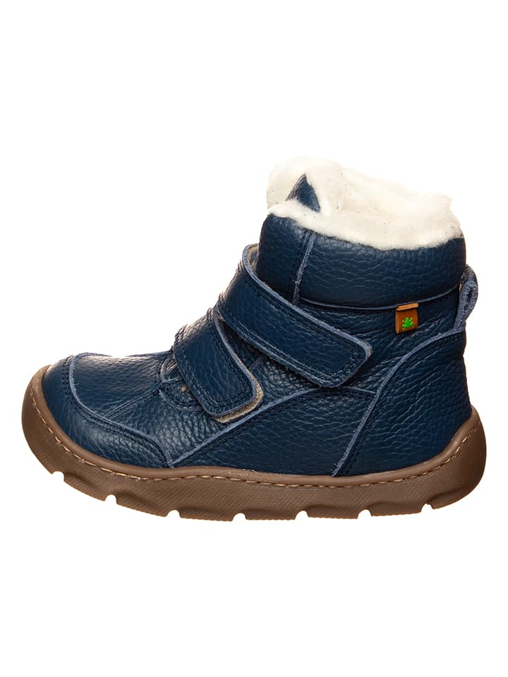 Barfuß Leder-Winterboots in Dunkelblau