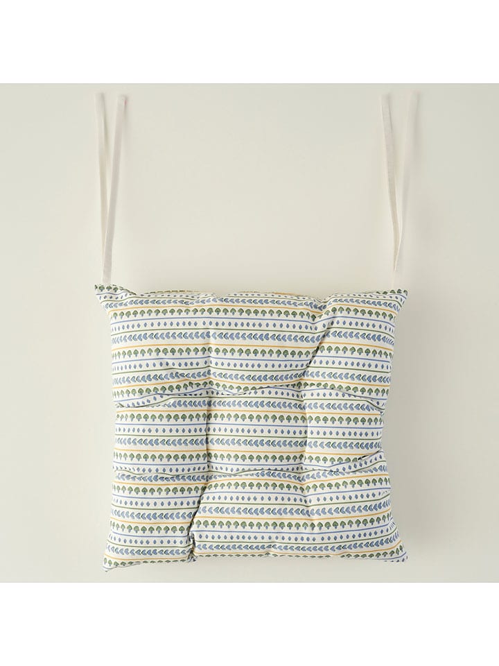 Sitzkissen ''Lemoncello'' in Grün/ Blau/ Gelb - (L)40 x (B)40 cm