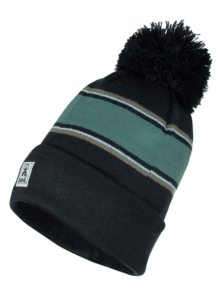 Muts met pompon/DUNES groen/zwart