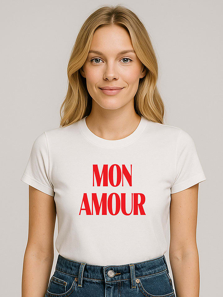 Koszulka "Mon Amour" w kolorze kremowym