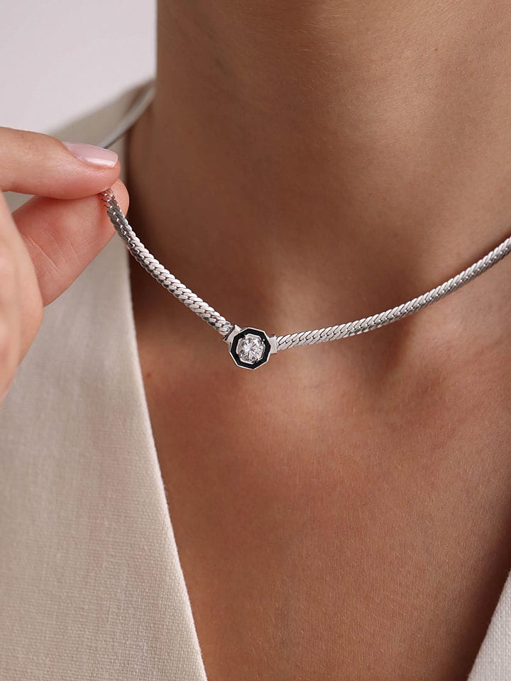 Zilveren ketting met sierelement - (L)42 cm