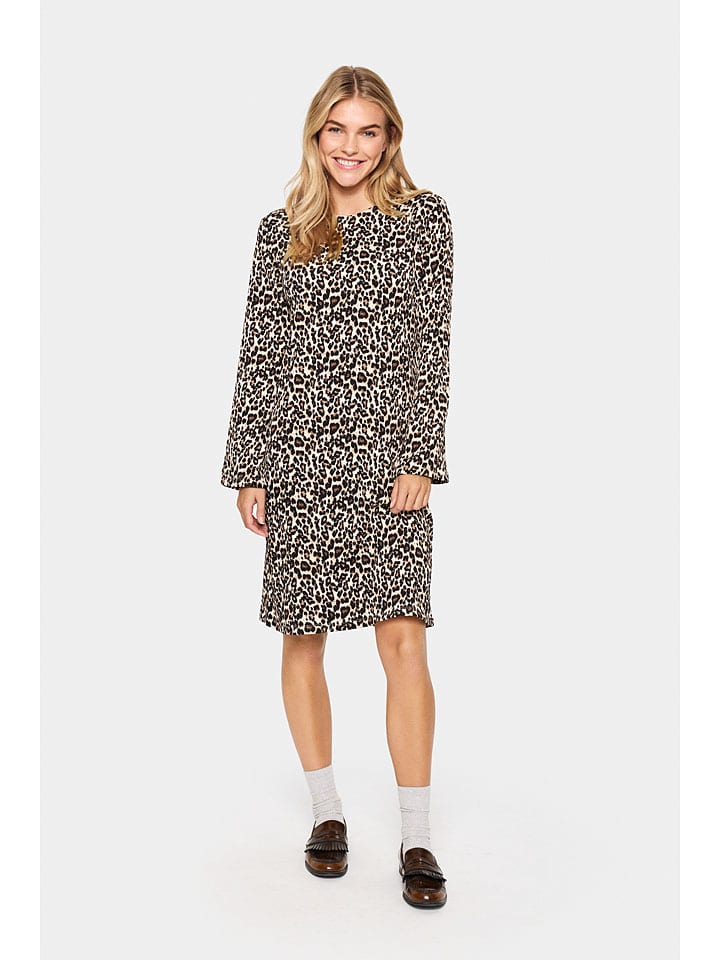 Kleid "Ilyssa" in Beige/ Hellbraun/ Schwarz