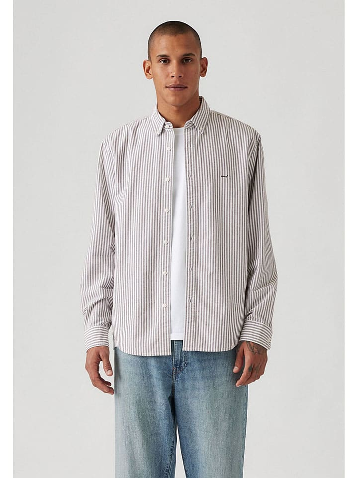 Hemd - Relaxed fit - in Weiß/ Anthrazit