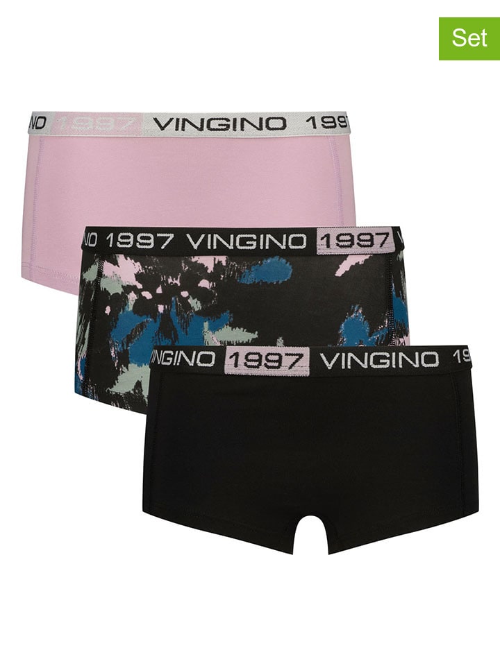 3er-Set: Pantys in Rosa/ Schwarz