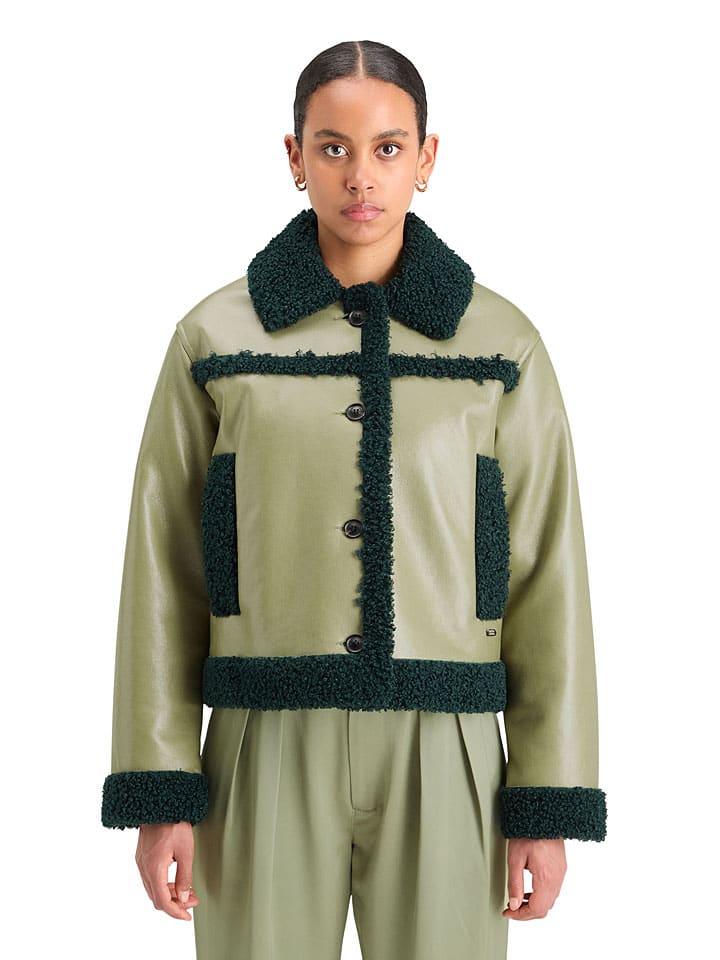 Hemdjacke in Oliv/ Schwarz