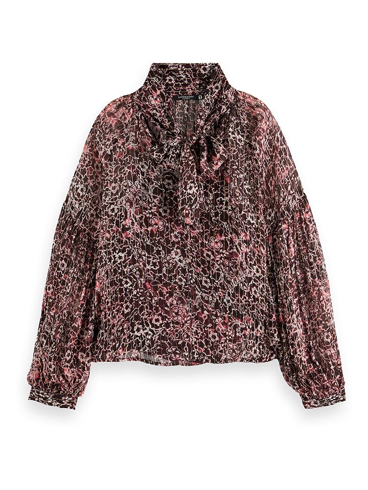 Bluse in Bordeaux/ Weiß
